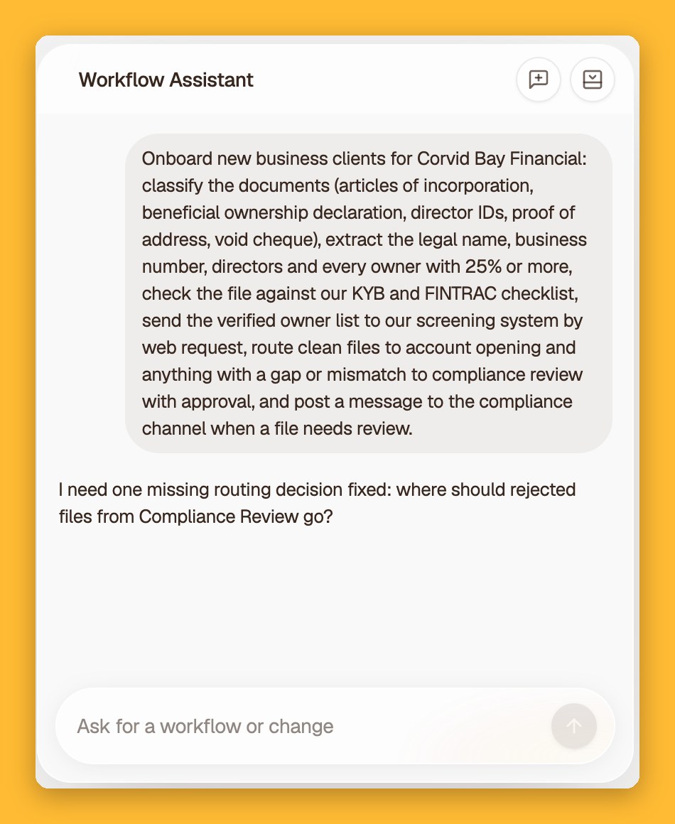 Workflow Assistant asking where rejected files should go
